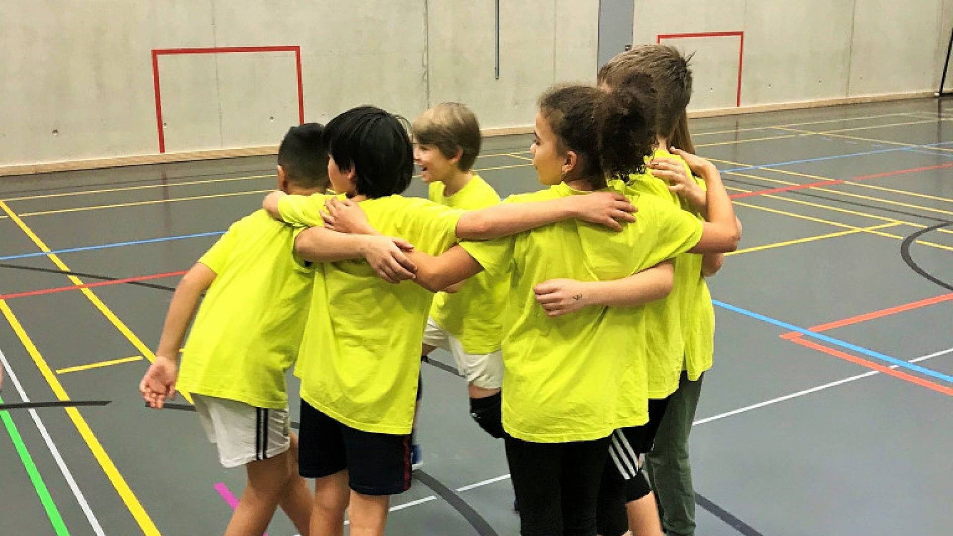 Kinder am Handball spielen