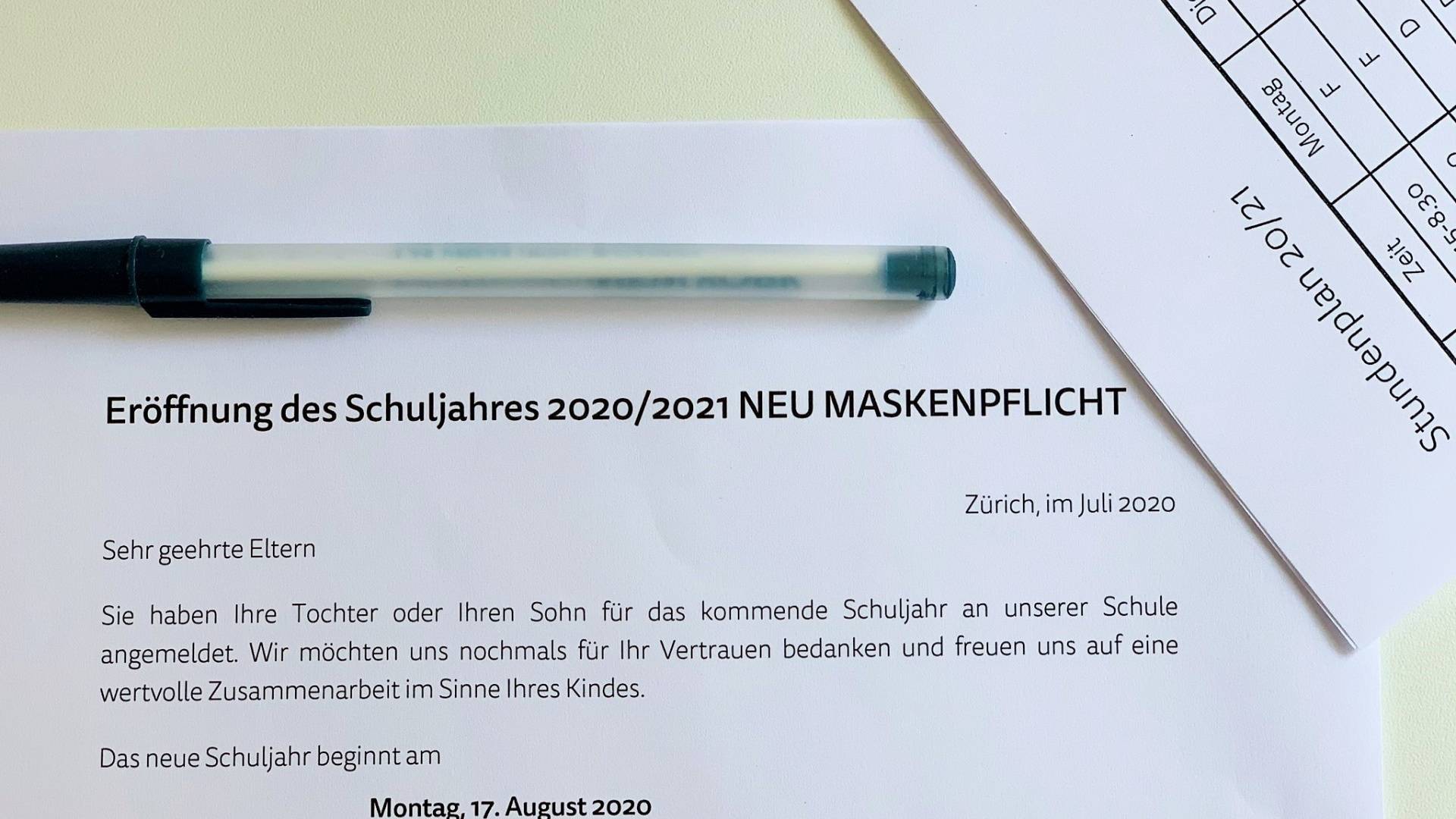 Brief Schuljahresbeginn