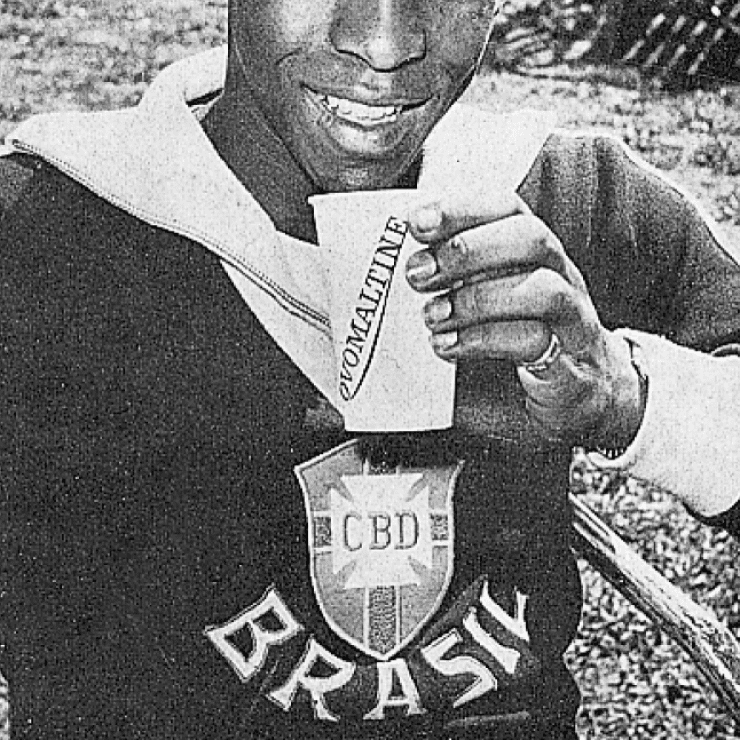 Pelé mit Ovomaltine an der Fussballweltmeisterschaft 1962