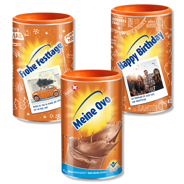 Personalisierte Ovomaltine Dosen Produktgruppe