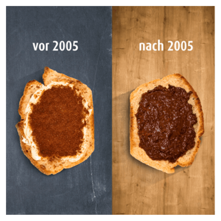 Ovomaltine Crunchy Cream - prima e dopo il 2005